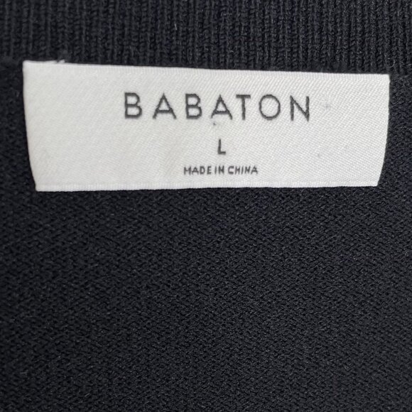 Babaton Black Ribbed Scoop Neck Long Sleeve Crop Top, L - Picture 6 of 8